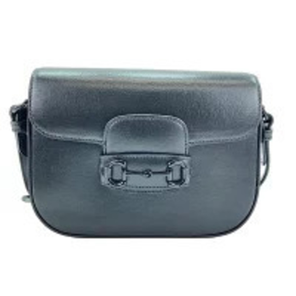 Gucci Leather Horsebit Shoulder Bag Black